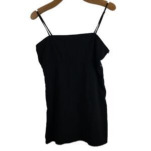 Free People Intimately Sleeveless Strap Side Button Mini Dress Black Sz L